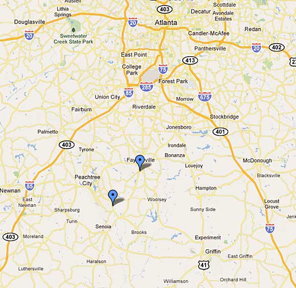 Map of Master Shim's Tae Kwon Do martial arts schools located near Atlanta, GA